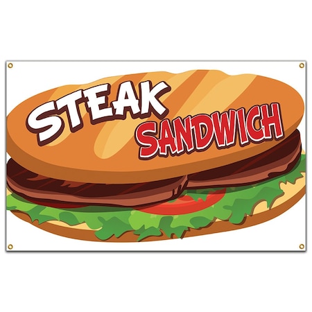 Signmission Steak Sandwich Banner Concession Stand Food Truck Single Sided B-96 Steak Sandwich19